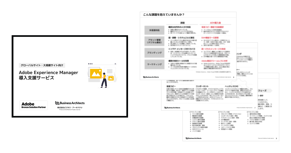 ビジネス・アーキテクツがご提供するAdobe Experience Manager導入支援サービスの資料です。